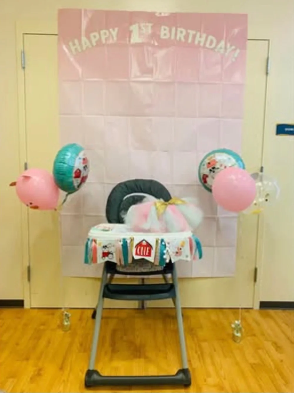 Happy 1st Birthday Barnyard Party Supplies - Pink, Teal, & Gold